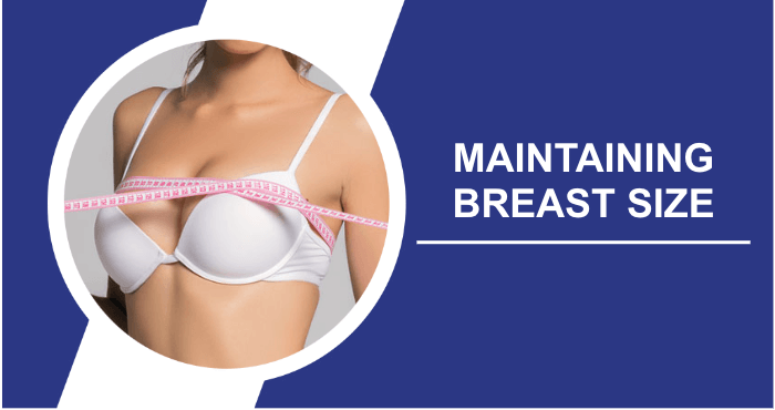 A woman measuring her breasts Maintaining breast size weight loss image